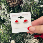 Sterling Silver Santa Hat Children's Earrings