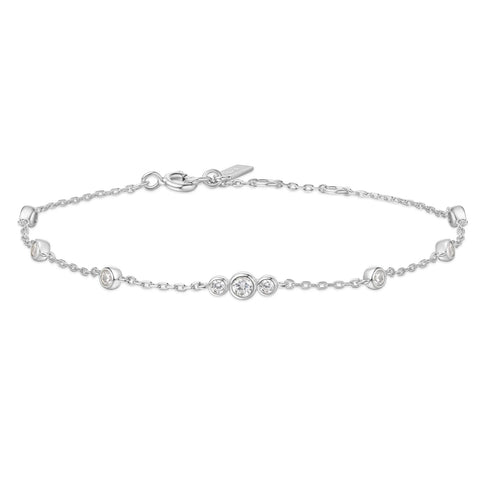 Silver Sparkling Bezel Station Bracelet