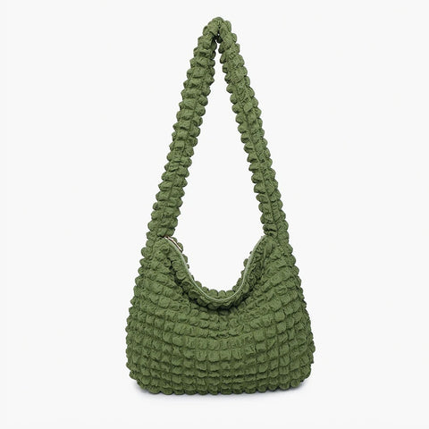 Rosemary Quilted Nylon Crossbody- Olive