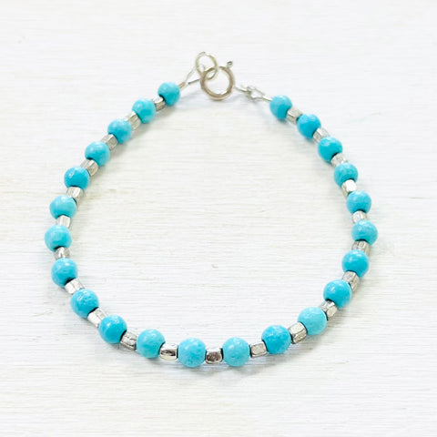 Sterling Silver Turquoise Crystal Bracelet
