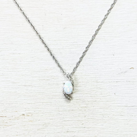 Sterling Silver Lab Created Opal Necklace