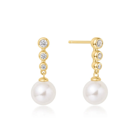 Gold Pearl Drop Earrings