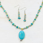 Fashion Turquoise Beaded Necklace and Earring Set