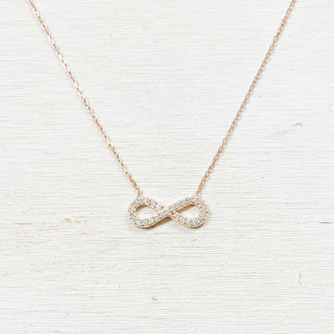 Sterling Silver Rose Gold Plated Infinity Necklace