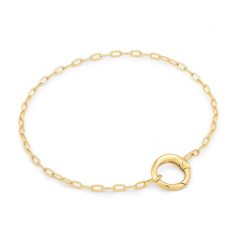 Gold Mini Link Charm Chain Connector Bracelet