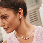 Silver Bezel Station Paper Clip Necklace