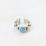 Fashion Silver Tone Blue Stone Ring