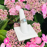 Sterling Silver Blue Stone Floral Ring