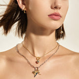 Gold Mini Link Charm Chain Connector Necklace