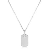 Silver Glam Tag Pendant Necklace