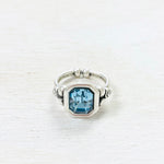 Fashion Silver Tone Blue Stone Ring