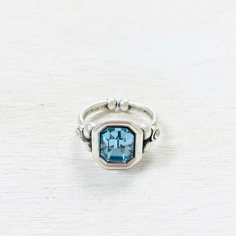 Fashion Silver Tone Blue Stone Ring