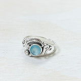 Sterling Silver Blue Stone Floral Ring
