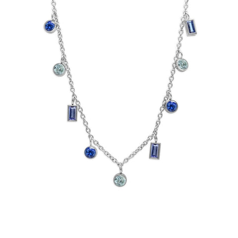 Isla Silver Bella Blues CZ Dangles Necklace
