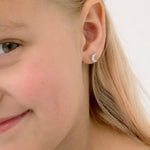 Sterling Silver Opal Crescent Moon Studs