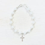Sterling Silver White Crystal Cross Bracelet