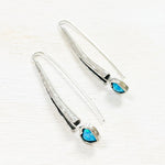 Sterling Silver Estate Opal Heart Wire Earrings