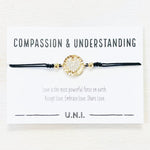 Compassion & Understanding Bracelet- Black Cord