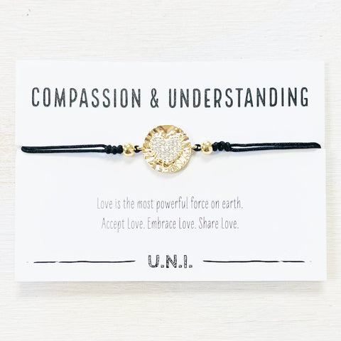 Compassion & Understanding Bracelet- Black Cord