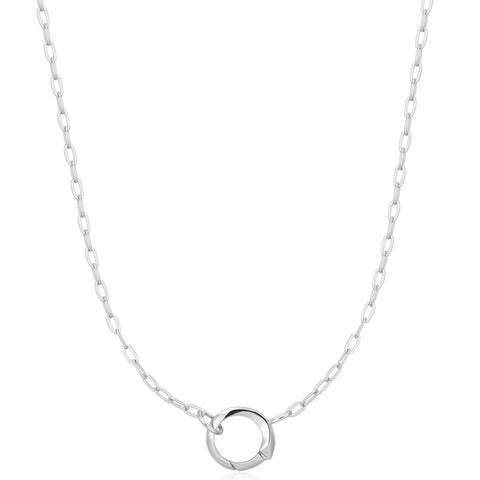 Silver Mini Link Charm Chain Connector Necklace