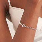 Silver Pearl Chunky Link Chain Bracelet