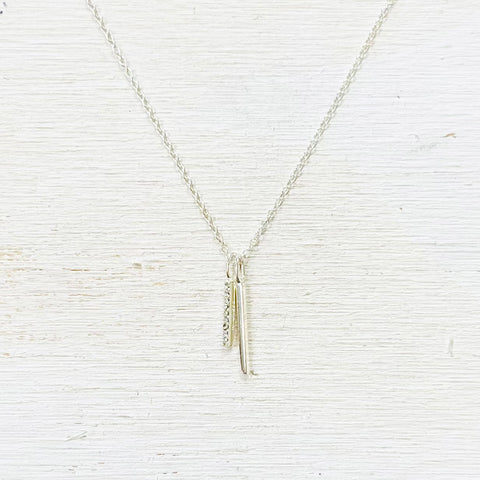 Sterling Silver CZ Bar Necklace