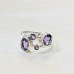 Sterling Silver Purple Multi Stone Ring