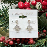 Sterling Silver CZ Snowflake Dangle Earrings