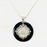 Sterling Silver Estate Black Filigree Medallion Necklace