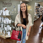 Olivia Croc Burgundy & Black Hobo Bag