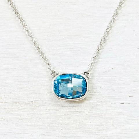 Fashion Oval Blue Stone Necklace