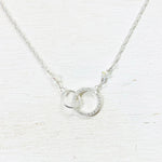 Sterling Silver CZ and Clear Crystal Double Circle Necklace