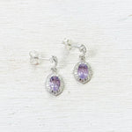 Sterling Silver Purple Stone Dangle Earrings