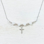 Sterling Silver Beaded Cross Necklace