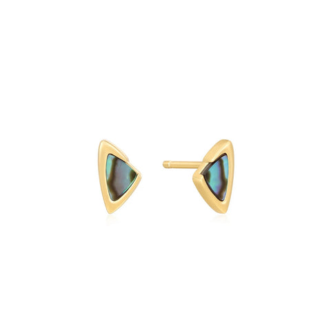 Gold Arrow Abalone Stud Earrings