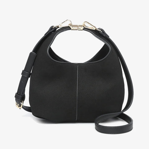 Elena Suede Crossbody- Black