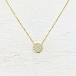 Sterling Silver Gold Plated Pavé Disc Necklace