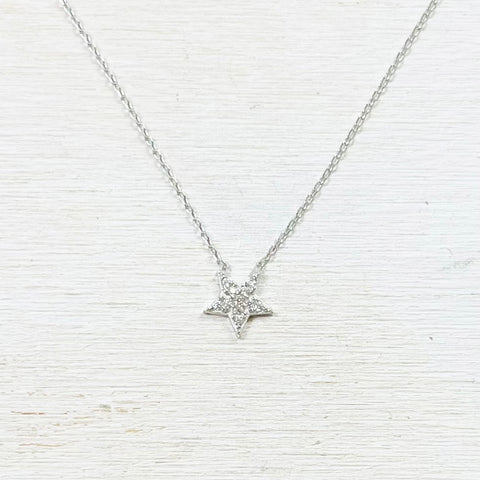 Sterling Silver CZ Star Necklace