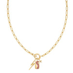 Gold Link Charm Chain Connector Necklace