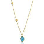 Turquoise Pendant Necklace- Gold