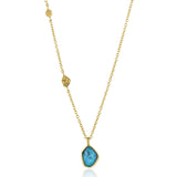 Turquoise Pendant Necklace- Gold