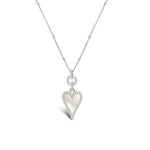 Mother of Pearl Dripping Heart Necklace- Silver