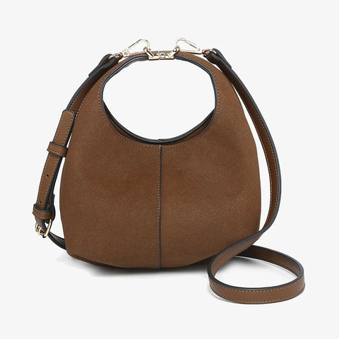 Elena Suede Crossbody- Chocolate