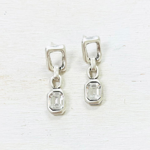 Fashion Clear Stone Link Dangle Earrings
