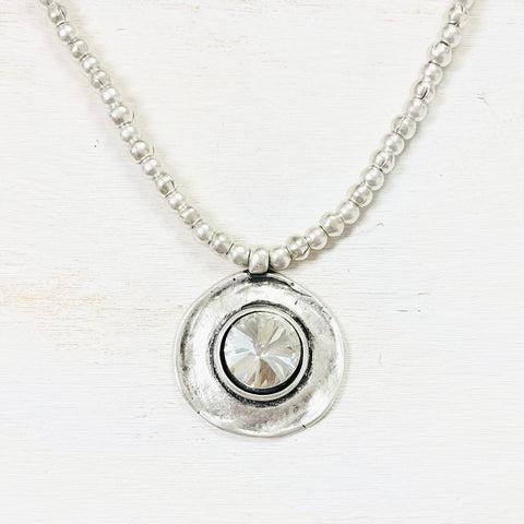Fashion Chunky Clear Circle Pendant Necklace