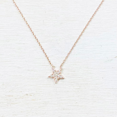 Sterling Silver Rose Gold Plated Star Necklace