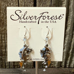 Silver Forest Moon and Stars Dangle Earrings