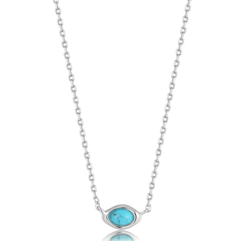 Silver Turquoise Wave Necklace