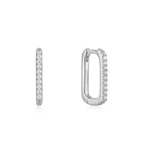 Silver Glam Oval Hoop Earrings