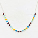 Sterling Silver Multi-Colored Heart Stone Estate Necklace